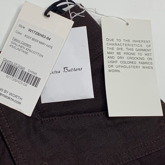 W By Worth Short Shorts Mary Kate Root Beer Cargo Shorts Size 4 NWT - Picture 11 of 14